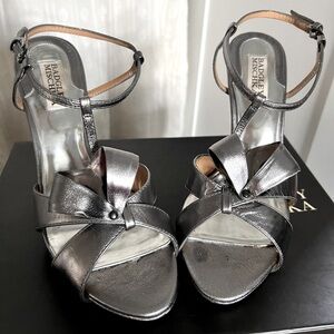 Badgley Mischka Silver Strappy Heels with Ankle Strap